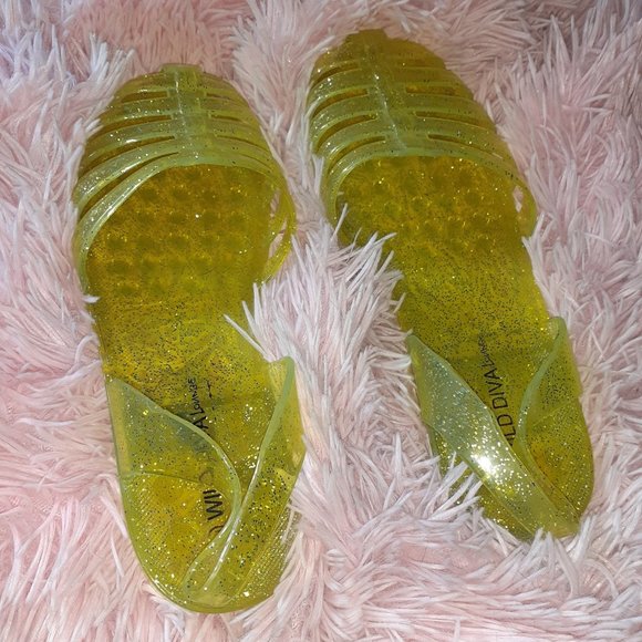 Yellow Glitter Jelly Sandals (6) - Picture 2 of 2